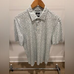 Faherty Men's Movement Polo Shirt - White and Blue Print